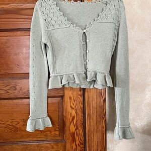 Unbranded Women’s Green Lightweight Cottagecore Fairy Crochet Sweater Size XS